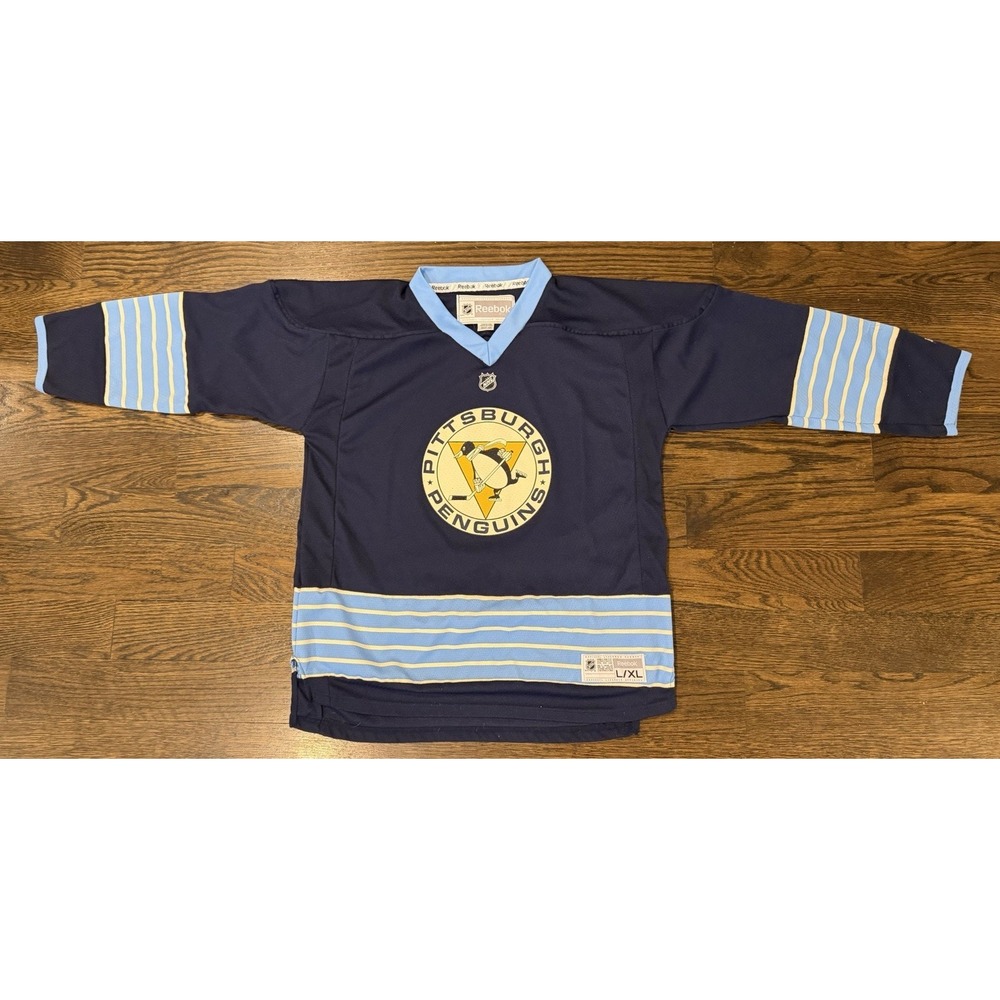 Reebok PITTSBURGH PENGUINS Winter Classic NHL Team Youth Kids Blank JERSEY L XL